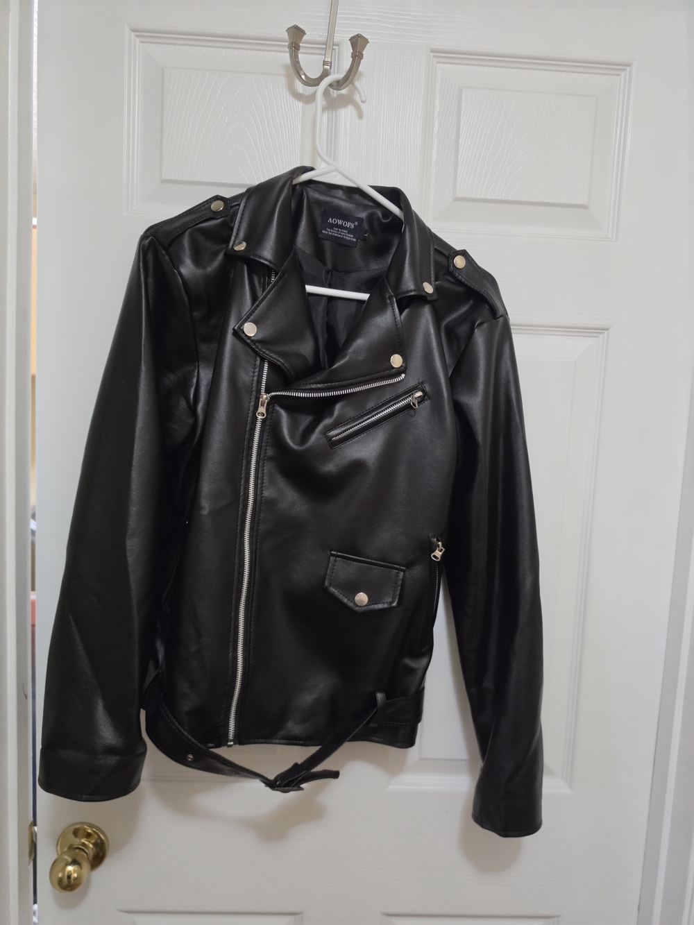 Black Faux Leather Moto Jacket for Men